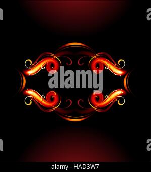 label painted flames on a black background. Stock Vector
