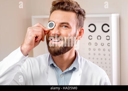 Oculist portrait in the hospital Stock Photo