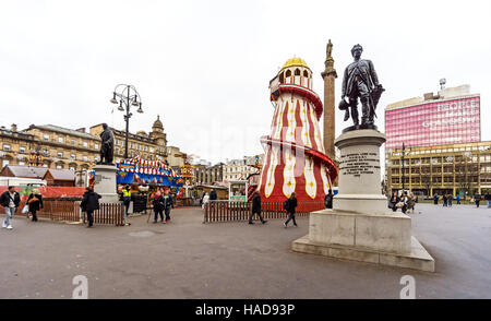 Glasgow Xmas market December 2016 in George Square Glasgow Scotland Stock Photo