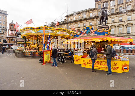 Glasgow Xmas market December 2016 in George Square Glasgow Scotland Stock Photo