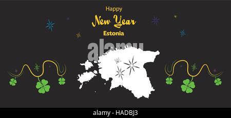 Happy New Year illustration theme with map of Estonia Stock Vector