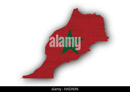 Map and flag of Morocco on old linen Stock Photo