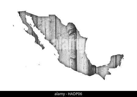 Map of Mexico on weathered wood Stock Photo - Alamy