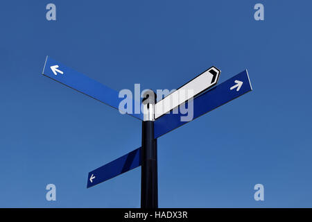 Unwritten road sign in the sunny day on the blue sky Stock Photo