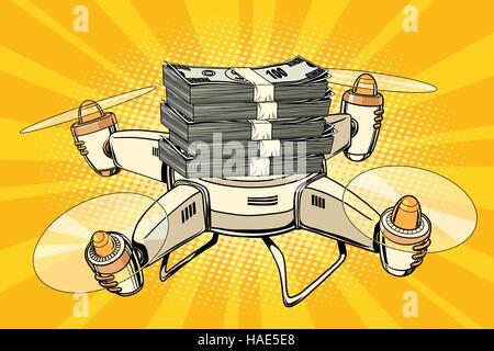 Drone delivery concept. Cartoon Quadcopter with cargo. Future ...