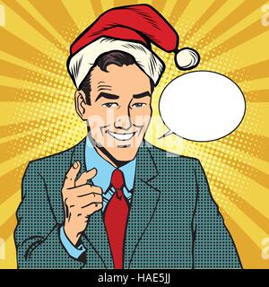 Christmas businessman pointing finger Stock Vector