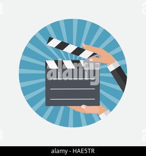 Abstract Cinema Clapper Flat Symbol Icon. Vector Illustration EP Stock Vector