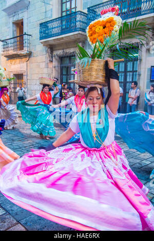 Participants on a carnival of the Day of the Dead in Oaxaca, Mexico Stock Photo