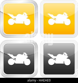 square icon motorcycle set on white background. Vector illustration. Stock Vector