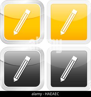 square icon pencil set on white background. Vector illustration. Stock Vector