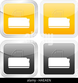 square icon printer set on white background. Vector illustration. Stock Vector