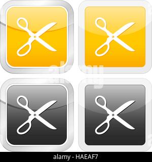 square icon scissors set on white background. Vector illustration. Stock Vector