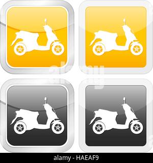square icon scooter set on white background. Vector illustration. Stock Vector