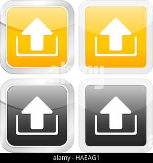 square icon upload set on white background. Vector illustration. Stock Vector