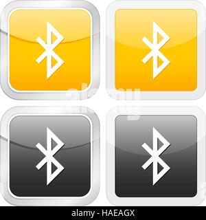 square icon bluetooth set on white background. Vector illustration. Stock Vector