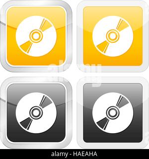 square icon Cd set on white background. Vector illustration. Stock Vector