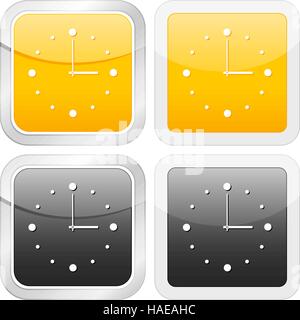 square icon clock set on white background. Vector illustration. Stock Vector