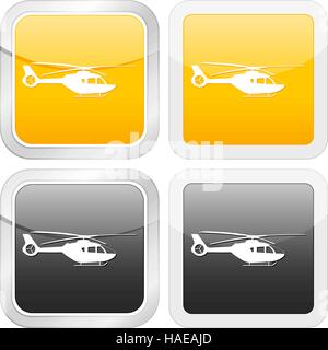 square icon helicopter set on white background. Vector illustration. Stock Vector