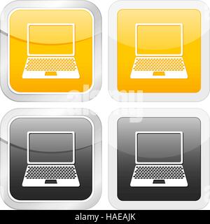 square icon laptop set on white background. Vector illustration. Stock Vector