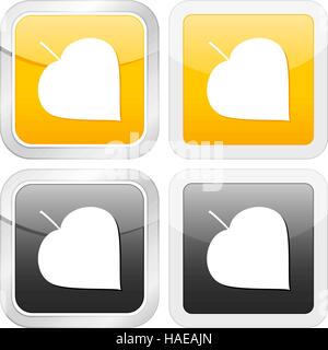 square icon leaf set on white background. Vector illustration. Stock Vector