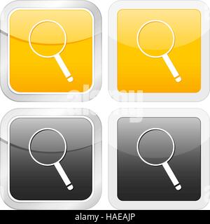 square icon magnifier set on white background. Vector illustration. Stock Vector