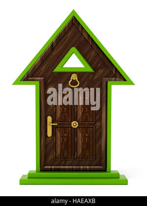 Rising arrow shaped closed door. 3D illustration. Stock Photo