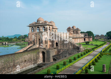 The Jahaz Mahal or 'Ship Palace' in the Royal Enclave is the main tourist attraction in Mandu, Madhya Pradesh, India Stock Photo