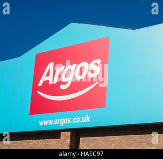 Sign for Argos store in Woking, Surrey, UK Stock Photo