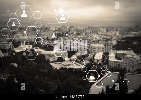 Abstract particle and human connection Stock Photo