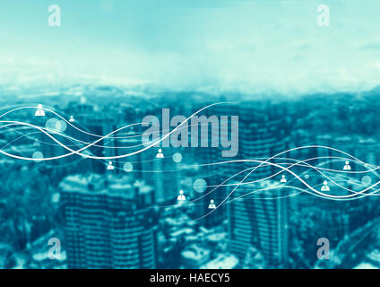 Abstract particle and human connection Stock Photo