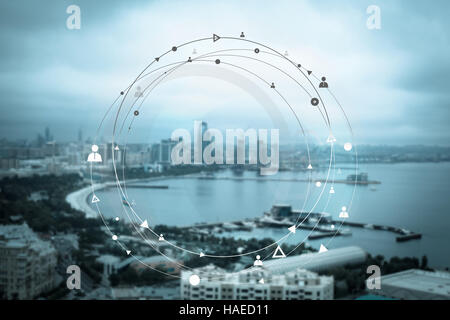 Abstract particle and human connection Stock Photo