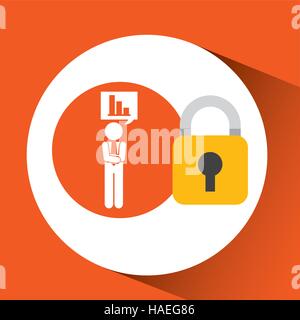 sulhouette businessman graphs security vector illustration eps 10 Stock Vector