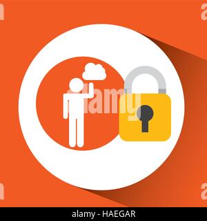 security internet cloud silhouette man vector illustration eps 10 Stock Vector