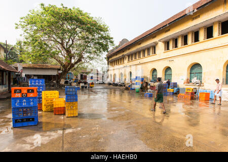 Fishing harbor, Kochi, Kerala, India Stock Photo