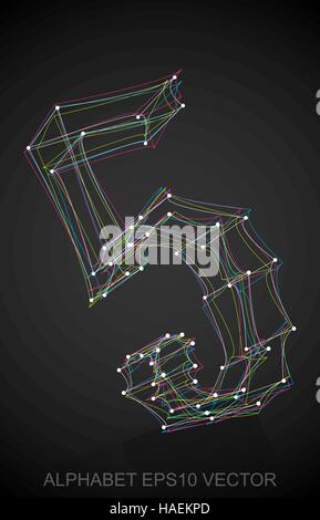 Abstract illustration of a Multicolor number five with Reflection. Hand drawn 3D 5 for your design. EPS 10 vector illustration. Stock Vector
