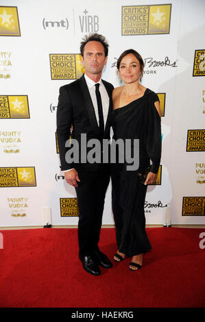 Actor Walton Goggins and director Nadia Conners arrive at the Broadcast Television Journalists Association's third annual Critics' Choice Television Awards at The Beverly Hilton Hotel on June 10, 2013 in Los Angeles, California. Stock Photo