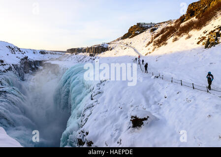 Photo of Gullfoss waterfall during winter Stock Photo