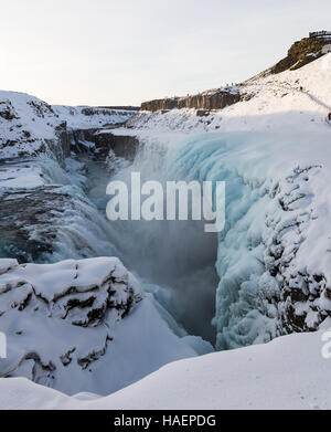 Photo of Gullfoss waterfall during winter Stock Photo