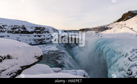 Photo of Gullfoss waterfall during winter Stock Photo