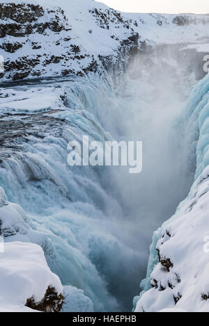 Photo of Gullfoss waterfall during winter Stock Photo