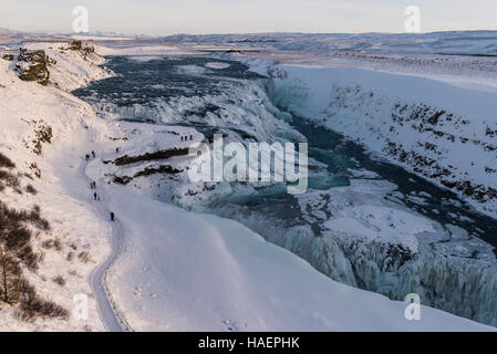 Photo of Gullfoss waterfall during winter Stock Photo