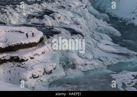 Photo of Gullfoss waterfall during winter Stock Photo