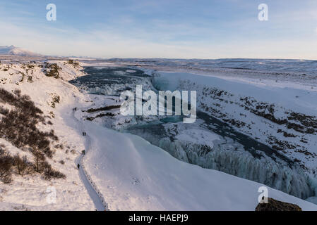 Photo of Gullfoss waterfall during winter Stock Photo