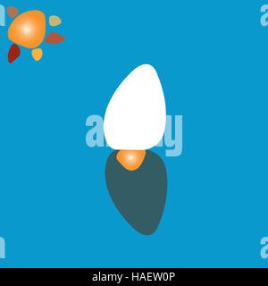 Cracked egg on bottom, representing Columbus egg Stock Vector