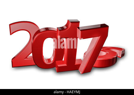 New year 2017, (representation of change to new year) 3d illustration isolated on white background Stock Photo