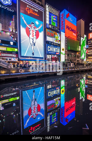 OSAKA, JAPAN - November, 15, 2014: Glico man neon signboard in Dotonbori district, Osaka Stock Photo