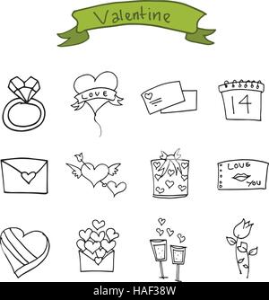 Vector art of valentine icons hand drawn Stock Vector