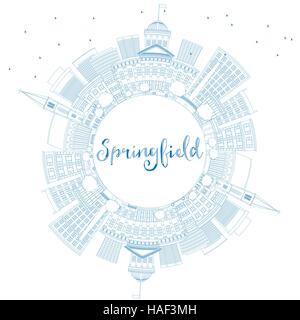 Springfield Powerpoint Background Outline Springfield Illinois City Skyline with Modern and Historic ...