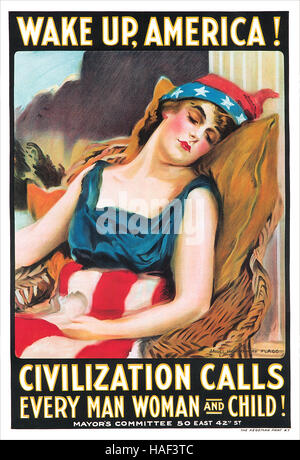 1917 Wake Up, America! poster by James Montgomery Flagg Stock Photo
