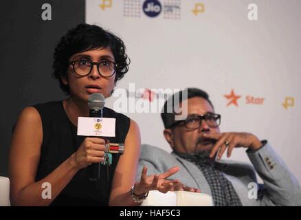 Bollywood filmmaker Kiran Rao Kaushik Roy President IAA press conference MAMI Jio MAMI 18th Mumbai Film Festival Mumbai Stock Photo